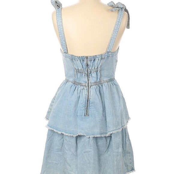 American Eagle Outfitters Size Medium Denim Spring Bow Tie Shoulder Dress Cute - Picture 3 of 5